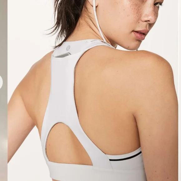 Lululemon Pace Perfect Bra (Storage) Sz 12 B/C Cup White/ Black - Picture 3 of 11